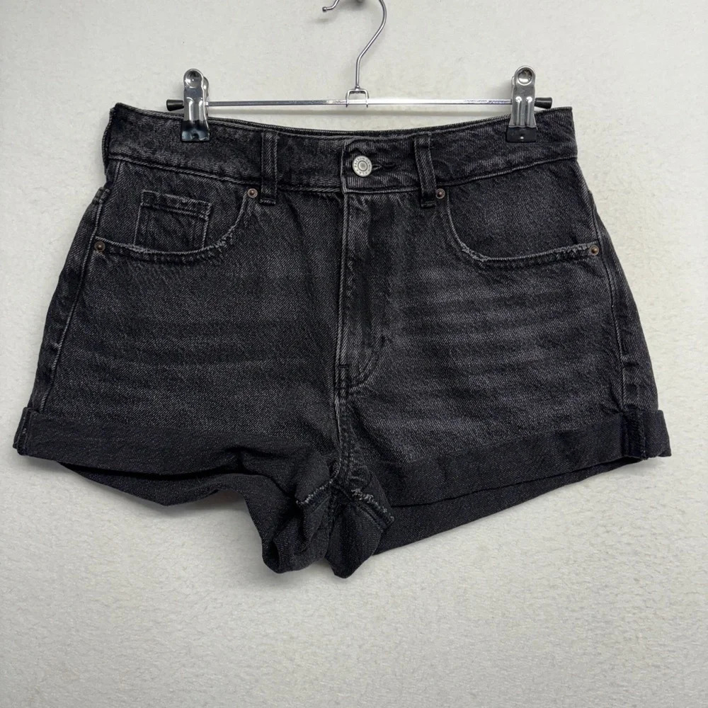 Pacsun Mom Shorts 26 Black Roll Cuff Jean Denim